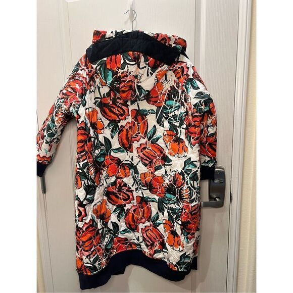 Luxe Moda - Black Denim - Rose Long Sleeve Print Coat with Patch Pockets winter - Picture 5 of 7